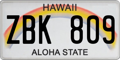 HI license plate ZBK809