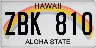 HI license plate ZBK810