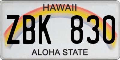 HI license plate ZBK830