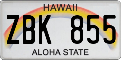 HI license plate ZBK855