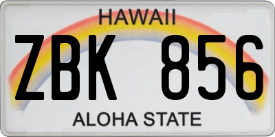 HI license plate ZBK856