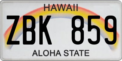 HI license plate ZBK859