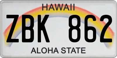 HI license plate ZBK862
