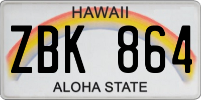 HI license plate ZBK864