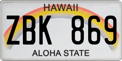 HI license plate ZBK869