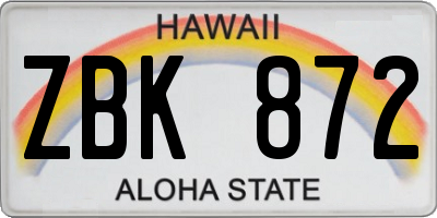 HI license plate ZBK872