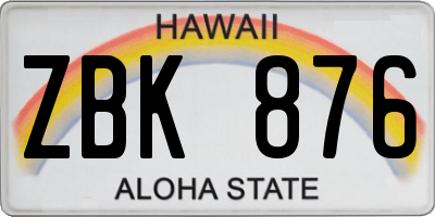 HI license plate ZBK876