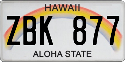 HI license plate ZBK877