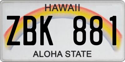 HI license plate ZBK881