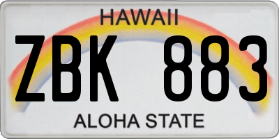HI license plate ZBK883