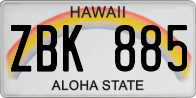 HI license plate ZBK885
