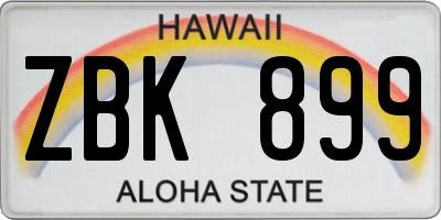 HI license plate ZBK899