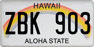 HI license plate ZBK903