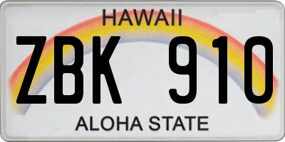 HI license plate ZBK910