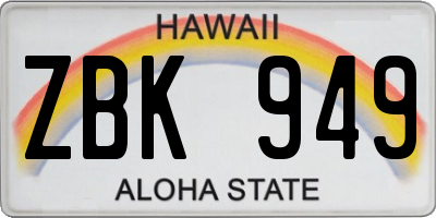 HI license plate ZBK949