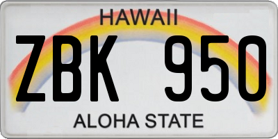 HI license plate ZBK950