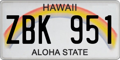 HI license plate ZBK951