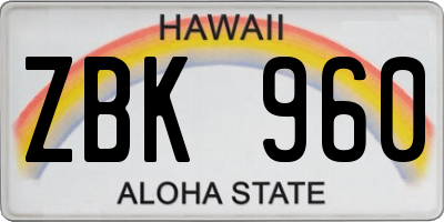 HI license plate ZBK960