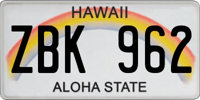HI license plate ZBK962