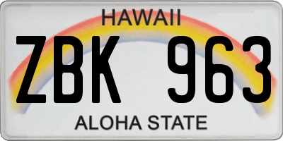 HI license plate ZBK963
