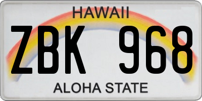 HI license plate ZBK968