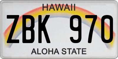 HI license plate ZBK970