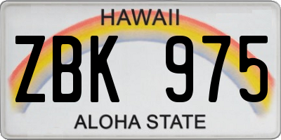 HI license plate ZBK975