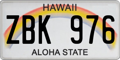 HI license plate ZBK976