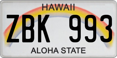 HI license plate ZBK993