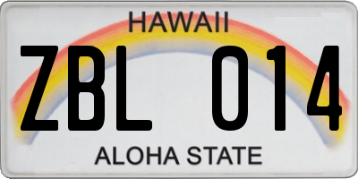 HI license plate ZBL014
