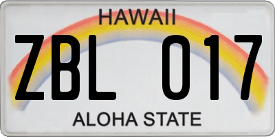 HI license plate ZBL017