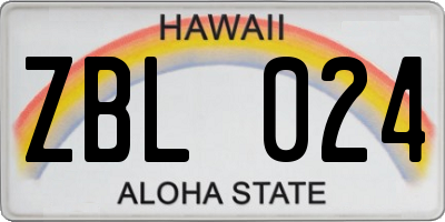 HI license plate ZBL024