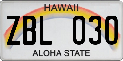 HI license plate ZBL030