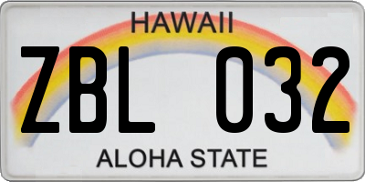 HI license plate ZBL032