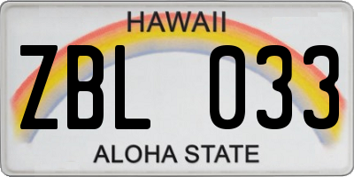 HI license plate ZBL033