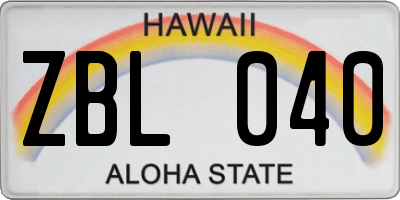 HI license plate ZBL040
