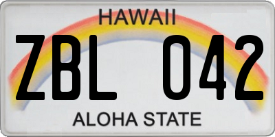 HI license plate ZBL042