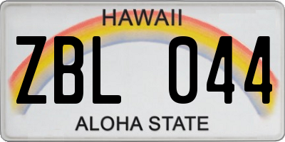 HI license plate ZBL044