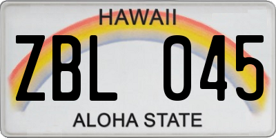 HI license plate ZBL045
