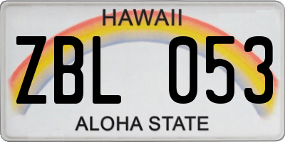 HI license plate ZBL053