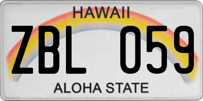 HI license plate ZBL059
