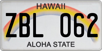 HI license plate ZBL062