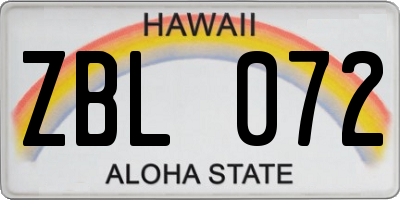 HI license plate ZBL072