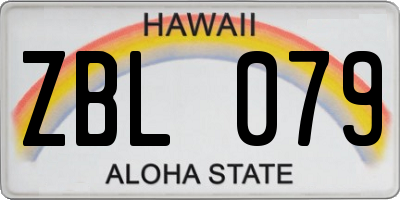 HI license plate ZBL079