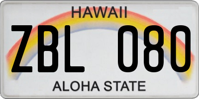 HI license plate ZBL080
