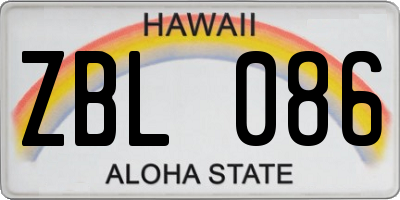 HI license plate ZBL086