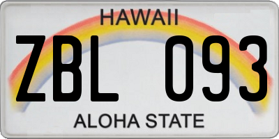 HI license plate ZBL093