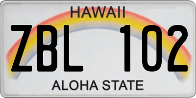 HI license plate ZBL102