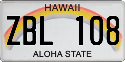 HI license plate ZBL108