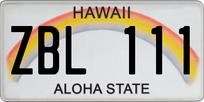 HI license plate ZBL111